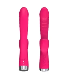 front and back look of the fushia rabbit clit vibrator
