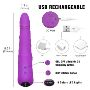 size of the rechargeable big purple dildo
