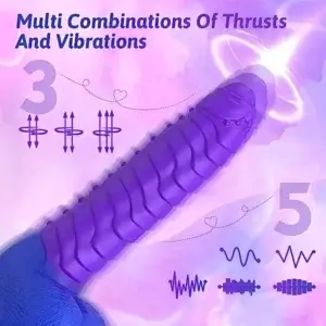 colorful dildo with thrusting and vibrating modes