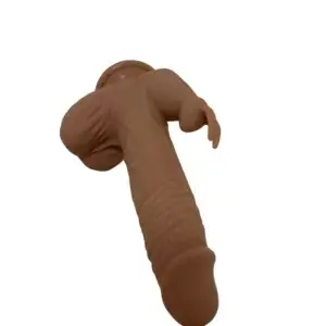 8 inch vibrating dildo in brown color